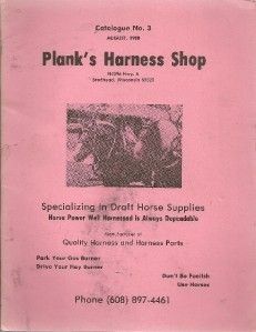 Planks Harness Shop Draft Horse Supplies Catalog 1988
