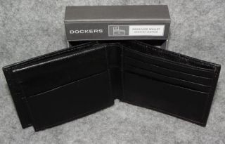New Dockers Mens Genuine Black Leather Passcase Wallet