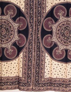 Lovely Pair of Hand Block Printed Cotton Curtains / Drapes in Black