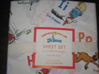 Pottery Barn Kids Dr Seuss Cat in The Hat Quilt Sham Sheets Twin New 5