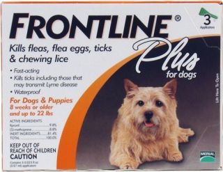 FRONTLINE Plus DOG up to 22 lbs. FLEA/TICK/LICE Control 3 months BRAND