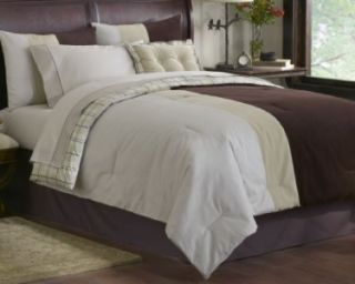New 4P King Brown Beige Corduroy Comforter Set Plaid Reverse Jaclyn