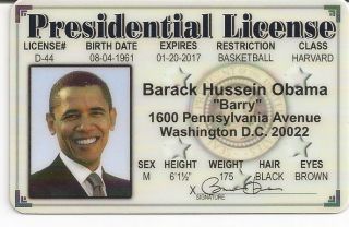  Obama Washington DC Souvenir Presidential Drivers License