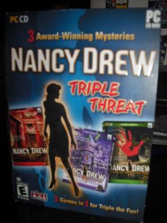 Nancy Drew Triple Threat 3 Games in in Box Kids Mystery Computer Games