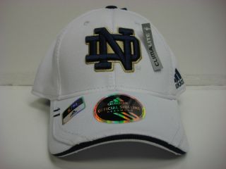 Notre Dame Irish Football Cap Adidas Stretch Fit White Fitted Hat NCAA