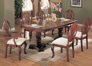 Felicia Formal Dining Room Furniture Set Table Dark Cherry Carved Wood