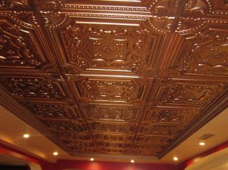  embossed Faux tin ceiling tile TD04 Brushed Copper glue up or drop in