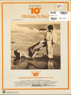  Easy to Say 1979 Bo Derek Dudley Moore 10 Movie Sheet Music