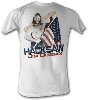 Hacksaw Jim Duggan American Flag White T Shirt New