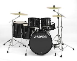 SONOR drums sets eXtreme Force 6 pc kit Gloss Black with 10 12 14F 16F