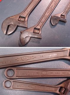  Opening Adjustable Wrenches, 6, 8 & 10   Duluth Minn.   Made in USA