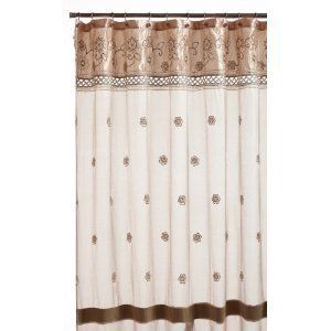 Modern Embroidered Beige Shower Curtain Peach Brand New