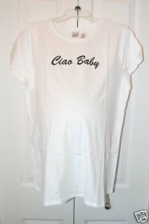 New Plus Size Duo Maternity Ciao Baby SS Tee White 2X