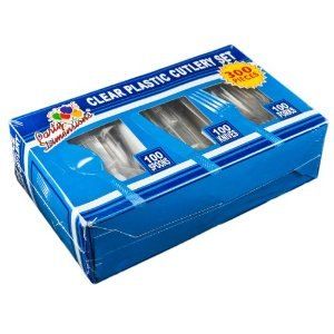 Clear plastic combo cutlery   300 Count. 100 each of, spoons, forks