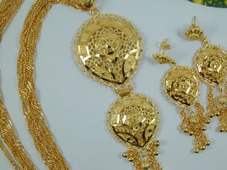 Awesome Dubai East India Style 24K 22K Gold GP Thai Necklace Earrings
