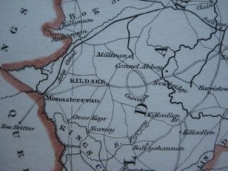 Original 1842 Map Dublin Kildare Ireland Curragh Bray Leixlip