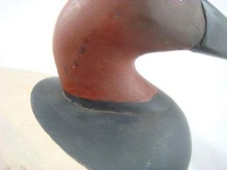 Antique Wooden Decoy Duck Canvasback Carved Hand Painted Red Circles