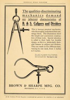1910 Ad Brown Sharpe Calipers Dividers Vintage Tools Original