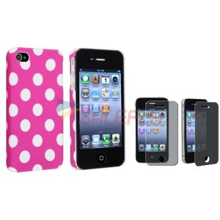 Pink Large Dot Cover Case Privacy Filter Protector For Apple iPhone 4