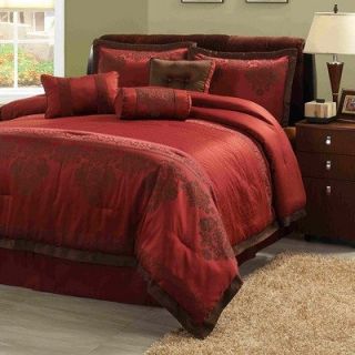 Features of Fontaine Comforter Set Size Queen, Color Red / Brown