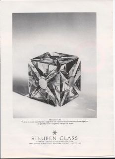 1974 Steuben Glass Magazine Ad Spaced Cube by Rush Dougherty