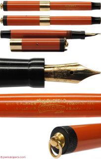 Parker Lady Duofold Lucky Curve Red Fountain Pen 1920s