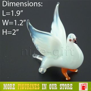 white dove pigeon art hand made blown glass medium figurine