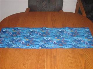Handcrafted Table Runner Fish Sea Life Dolphins Ocean