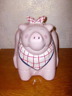 Coco Dowling Pink Pig Cookie Jar with Cute Tail and Bandana
