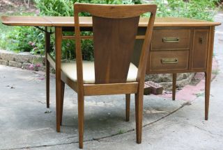  Mid Century Danish Modern Style Drop Leaf Desk Matching Chair