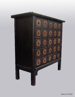 Chinese Black Apothecary 25 Drawer Chest Herb Cabinet
