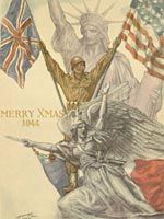 WWII WW2 Vintage Watercolor Merry Xmas 1944 Paris  JAMES DONALD MEEKS