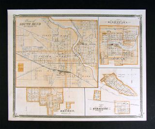 1876 Indiana County Map South Bend Mishawaka Marshall