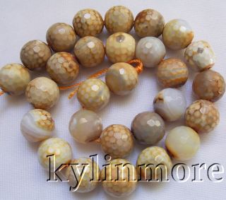 8se07143a 14mm agate faceted round b eads 15