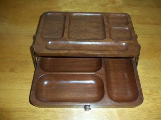 Vintage Swank Mens Wood Dresser Valet Tray Jewelry Box