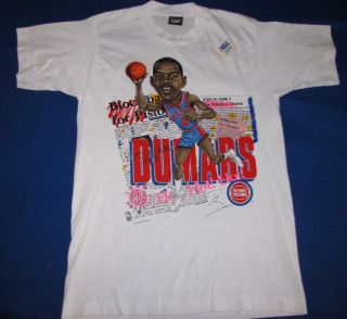  Caricature T Shirt Joe Dumars 1989 M L 80 Pistons Detroit MVP