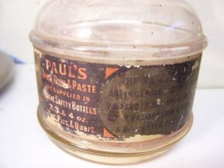 antique rare large paul s safety ink glass bottle