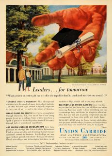 1955 Ad Union Carbide Carbon University Virginia Original Advertising