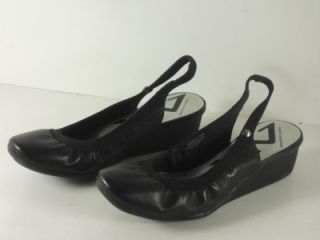 anne klein duncan black leather wedge shoes 7 5 m