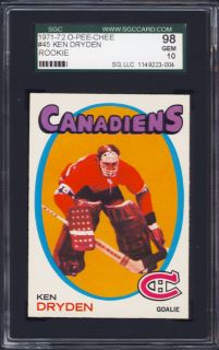 1971 72 o pee chee ken dryden rc sgc 98 one of only two gem mint
