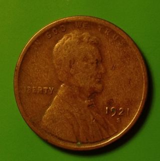 Wheat Cent 1921 S Very Good
