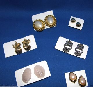 Lot of Six 1980s Mixed Clip on Earrings Blast from The Past on These