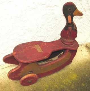  or Roll Duck Riding Wooden Toy Folk Art Deco Beck Hill Toy Co