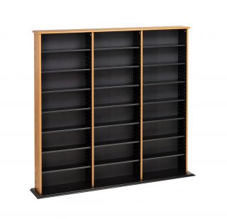 Large Oak 960 CD/DVD Media Storage Cabinet w/ Adjustable Shelf