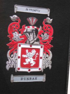 Dunbar Family Crest Custom Embroidered Coat of Arms Framed History