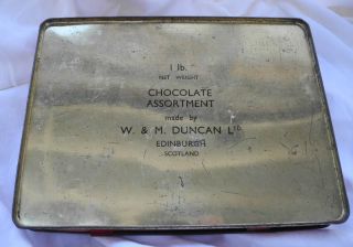 Vintage Chocolate Assortment Tin w M Duncan Edinburgh Scotland