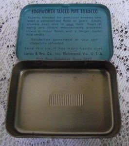 vintage edgeworth pipe tobacco tin w paper label