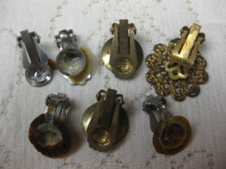 Vintage Lot 7 Clip on Earring Backs Repair Destash Repurpose Junk