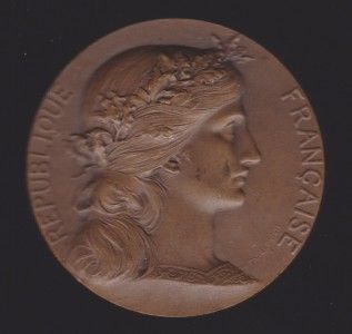French Art Nouveau Bronze Marianne Medal, DUPUIS, Great Patina