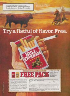  Charge 1991 Vintage Ad Bull Durham Cigarette Western Tobacco